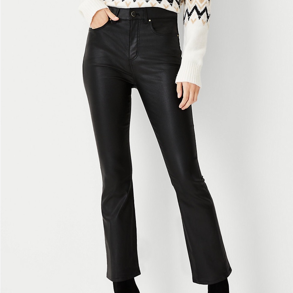 Ann Taylor Coated High Waist Boot Crop Jeans